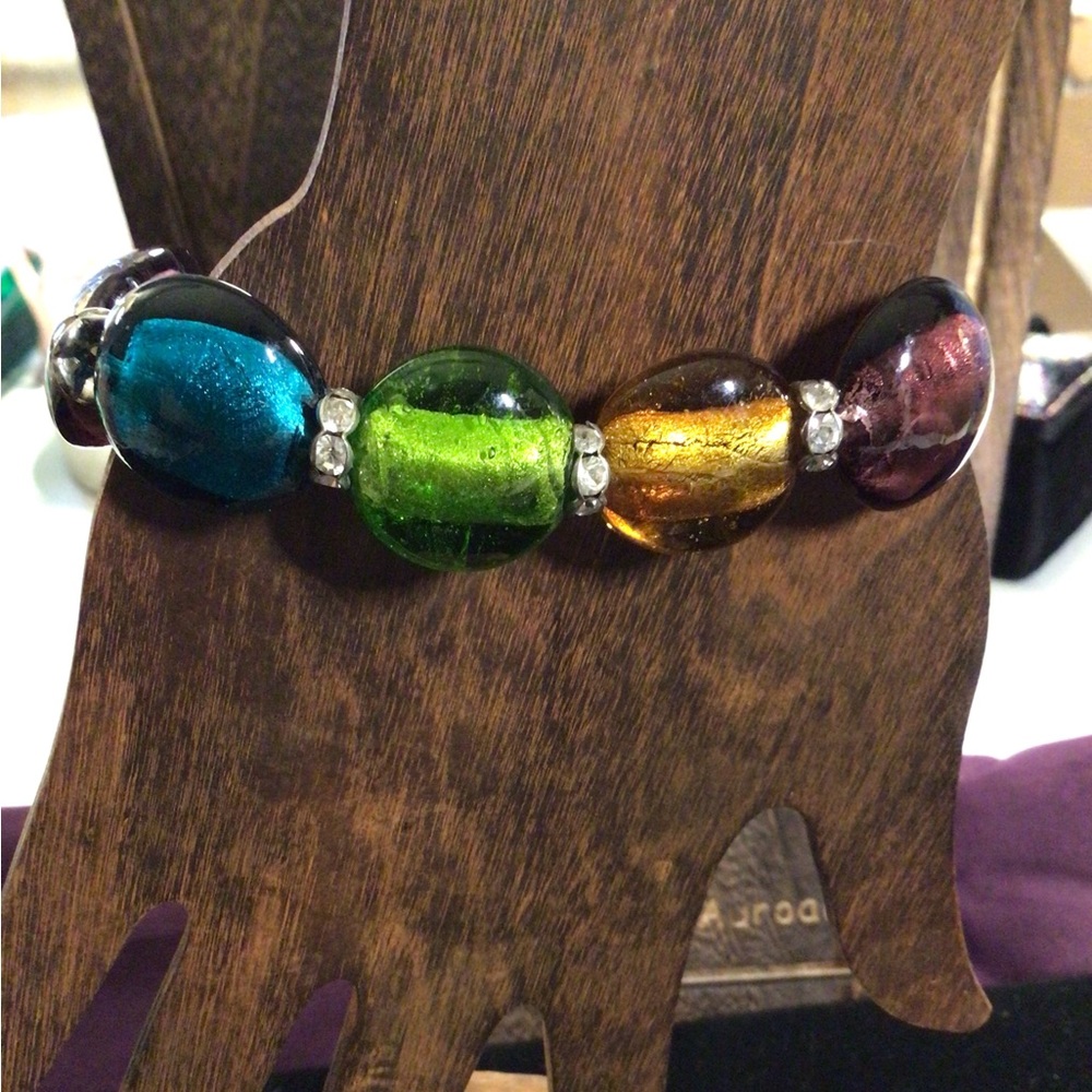 Premier Designs Jewel toned Glass Bead Stretch Bracelet